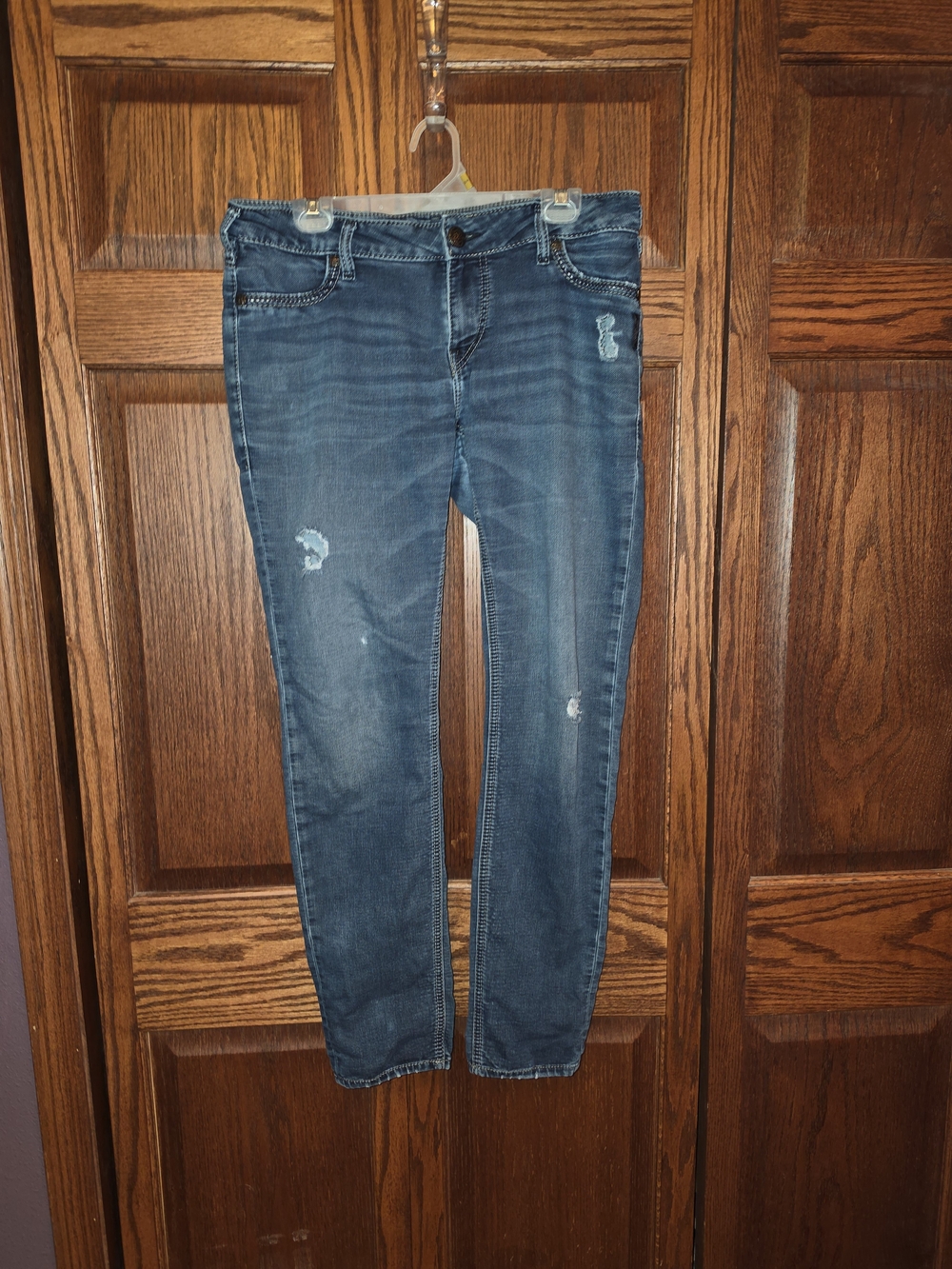 Silver Jeans Women's Skinny Distressed Dark Blue